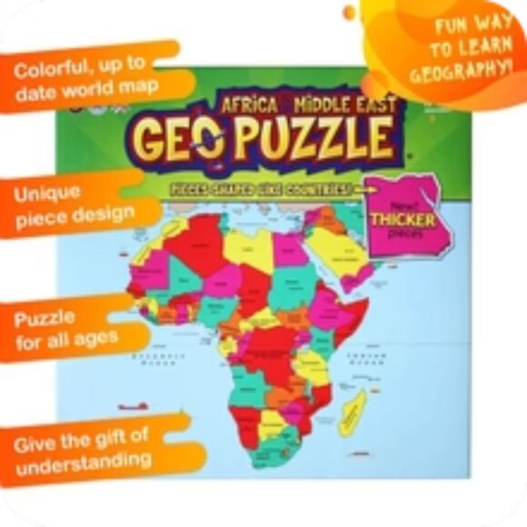 GeoPuzzle Africa and Middle East 65 Piece Geography Jigsaw Puzzle Ages 4 and up - Picture 2 of 6